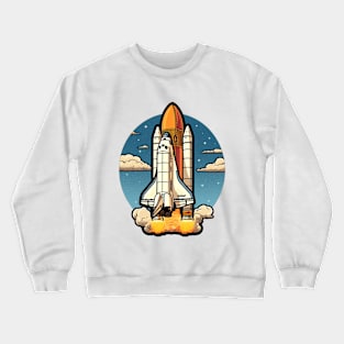 a spaceship with  rockets Crewneck Sweatshirt